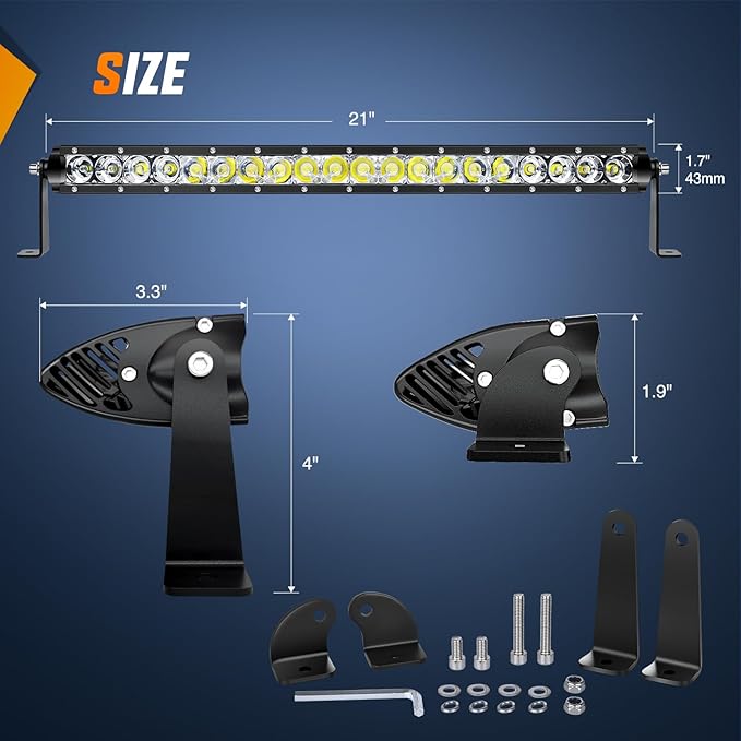 Nilight LED Light Bar 21inch 100W Spot Flood Combo Super Slim 9000LM Off Road 3D LED Driving Off Road Lights with Wiring Harness Kit-1 Lead for Trucks Pickup SUV ATV UTV Boat 4x4 Van Camper