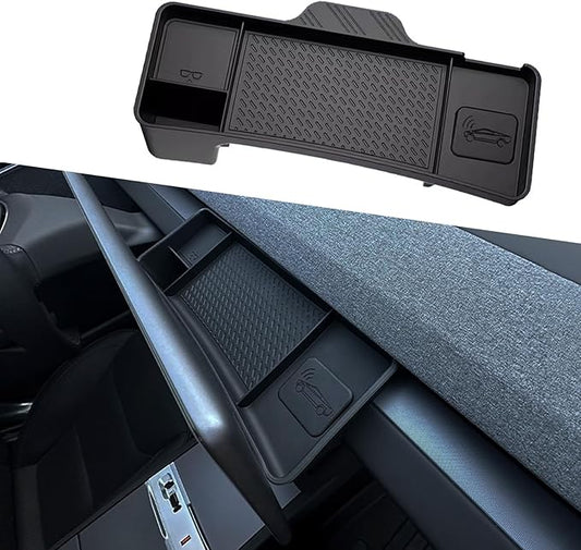 yhcdsea for 2024-2025 Tesla Model 3 Highland and 2025 Tesla Model Y Center Console Organizer Behind Screen Storage Box Dashboard Hidden Tray Interior Accessories(Model 3 Highland/Model Y Juniper)