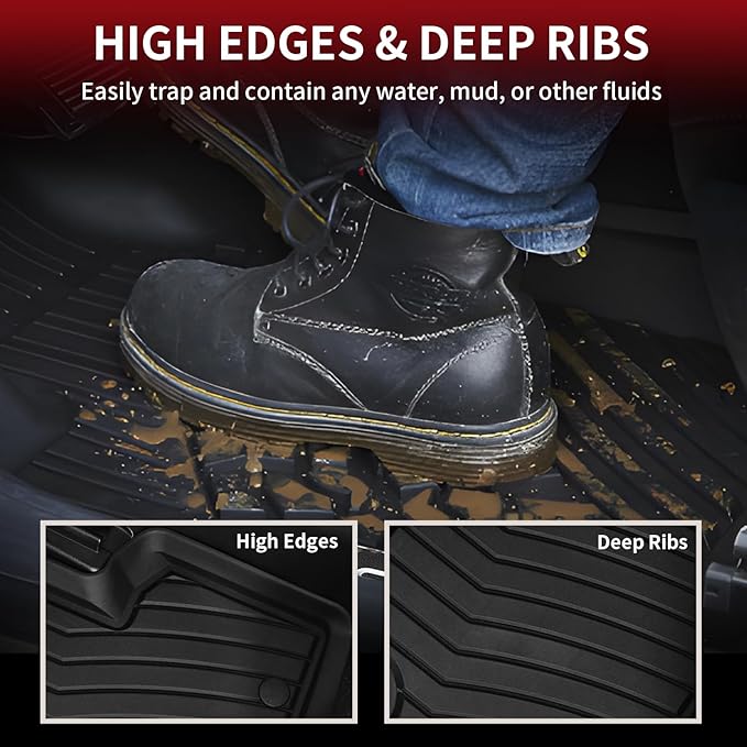 LASFIT Floor Mats for Mercedes Benz GLC 2016-2022, GLC300 / GLC350e / GLC43 AMG / GLC63 AMG / GLC63 AMG S, Custom Fit All Weather TPE Mercedes GLC SUV&Coupe Floor Liners, 1st & 2nd Row Set, Black