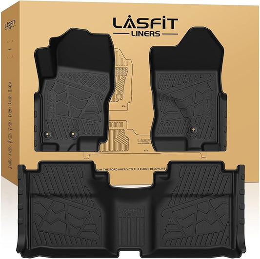 LASFIT Floor Mats for Nissan Frontier 2009-2021 King Cab (Not Fit Crew Cab), All Weather TPE Custom Fit Easy Clean Durable No-Curling Floor Liners for Frontier 1st & 2nd Row Car Mats, Black