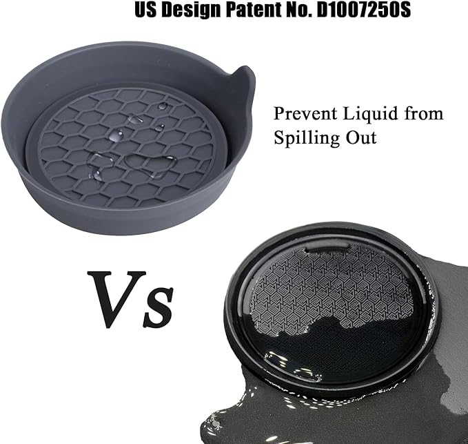 Amooca Car Cup Coaster Universal Automotive Waterproof Non-Slip Cup Holders Sift-Proof Spill Holder Car Interior Accessories 4 Pack Grey