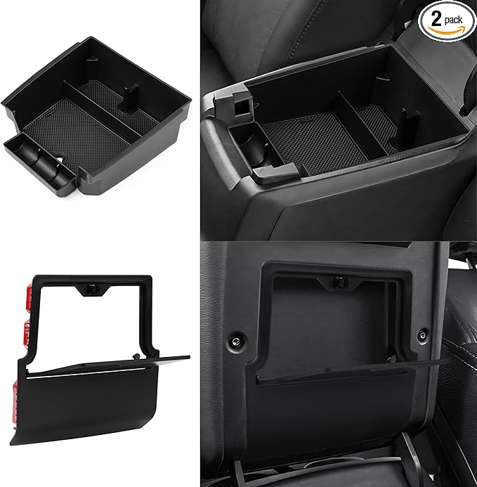Autorder 2PCS Center Console Organizer for 2023-2026 Chevy Chevrolet Colorado/GMC Canyon Accessories Armrest Storage Box Hidden Storage Box Center Console Insert Tray with Anti-Slip Mat
