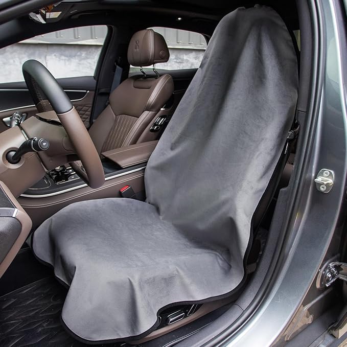 Leader Accessories Grey Car Seat Cover Front Seats Protector for Gym Workout,Running,Swimming,Beach and Hiking,Waterproof Velvet Bucket Seat Cover for Car Trucks SUV Jeep