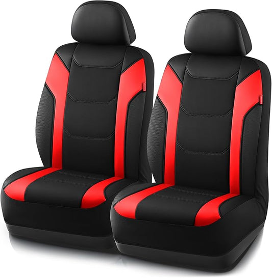 Rubbermaid Leather Car Seat Cover – Universal Front Seat Cover, Airbag Compatible, Easy to Install, Water-Resistant and Durable Automotive Seat Cover for Cars, Trucks, SUVs, Vans – Red