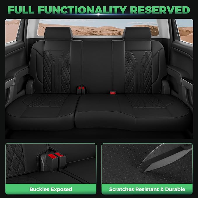 for Chevy Silverado GMC Sierra Waterproof Seat Covers, Crew Cab 1500 2014-2018, 2500HD 3500 HD 2015-2019, Truck Protectors Accessories Full Set, Black