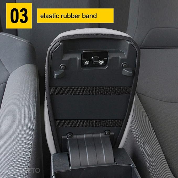 AOMSAZTO Armrest Cover for 2008-2014 Toyota Highlander Middle Console Covers Leather Light Gray