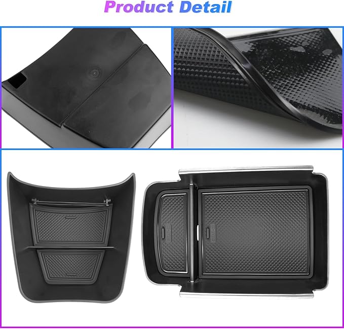 SXCY [2PCS for 2024 2025 Chevy Trax Center Console Organizer 2024 2025 Chevy Trax Accessories(LS LT 1RS 2RS ACTIV) Armrest Storage Box Console Tray for 2024 2025 Trax Console Organizer Black Mats