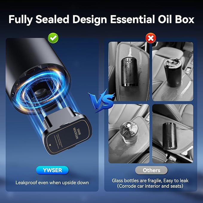 2025 Upgraded Smart Car Air Freshener Diffuser, New Car Smell Air Freshener Long Lasting, Auto On/Off,Car Scent with 8 Ambient Lights, Car Diffusers for Essential Oil (Snow Mountain)