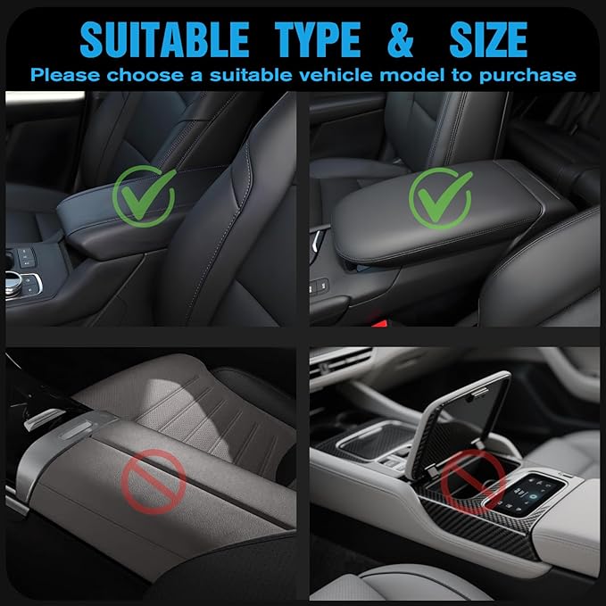 Upgraded Car Center Console Cover Microfiber Leather Armrest Cover Cushion with 2 Storage Bags&Universal Car Armrest Storage Box Universal Car Interior Accessory (2 Pockets, Red)