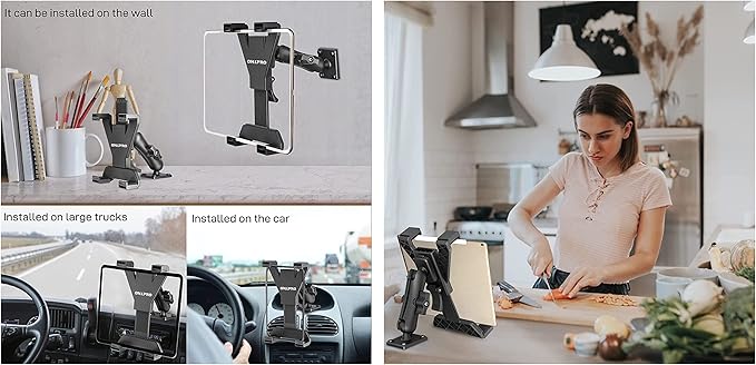 OHLPRO Tablet Holder for Truck, Heavy Duty Drill Base Tablet Car Mount for iPad, mini, Samsung Galaxy (7" - 11") for Dashboard, Desks, Tabletop, ipad Mount Great for Wall, Commercial Vehicles
