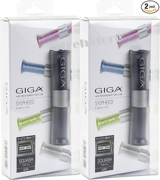 Air Spencer Sylpheed Giga Clip Black, Squash scent 2-pack, Slim Elegant Design, Graceful Color, Solid/Spill proof, Car Vent Clip Air Freshener, Refreshing sparkling cologne with fresh lime fragrance