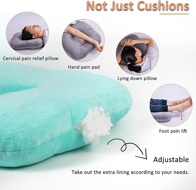 Donut Pillow for Tailbone Pain Relief, Wheelchair Cushion for Hemorrhoids and Bed Sores, Pregnancy, Donut Pillow Suitable for Office, Long Travel, Car and Home Sofa (Lake Blue)