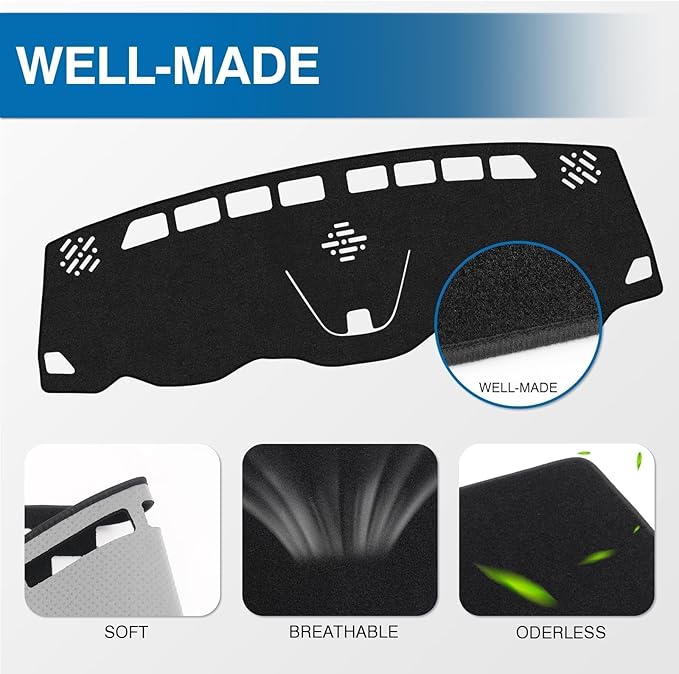 KUST Car Dash Cover for Jeep Cherokee Latitude 2014-2023 Polyester Dashboard Cover Non-Slip Center Console Dash Cover Interior Accessories for Cherokee