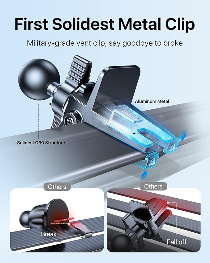 andobil Upgraded for Magsafe Car Mount Pro [Strongest Magnet, Big Phone Friendly] 360° Rotation Magnetic Phone Holder for Car Vent for iPhone 17 Pro Max 16/15/14/13/12 Samsung S25/S24 (Carbon Fiber)