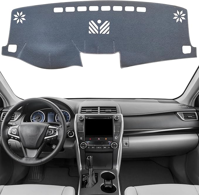 KEYOOG Dashboard Cover Dash Mat Fit for to-yota Camry 2017-2012 (for Left Hand Drive),Car Dash Board Mat Anti-Glare Carpet,Non-Slip Pad Sunshield Protector (Grey)
