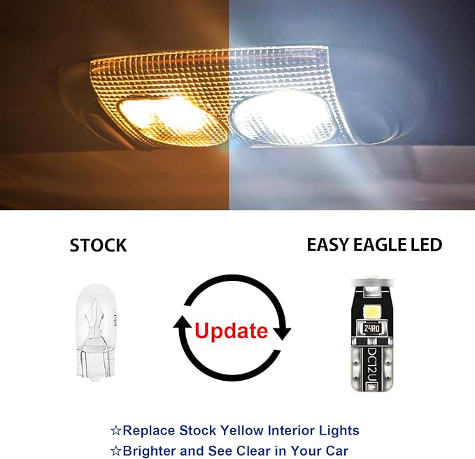 EASY EAGLE LED Interior Car Lights for Wrangler-JK-4-door-2007-2018: 6 Piece Kit White LED Light Bulbs - Super Bright 6000K + Install Tool