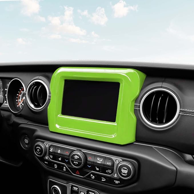 RT-TCZ for Jeep JL Center Console Radio Display Panel Trim Cover for Jeep Wrangler JL JLU Gladiator JT 2018-2023 Green Interior Accessories 7 inch