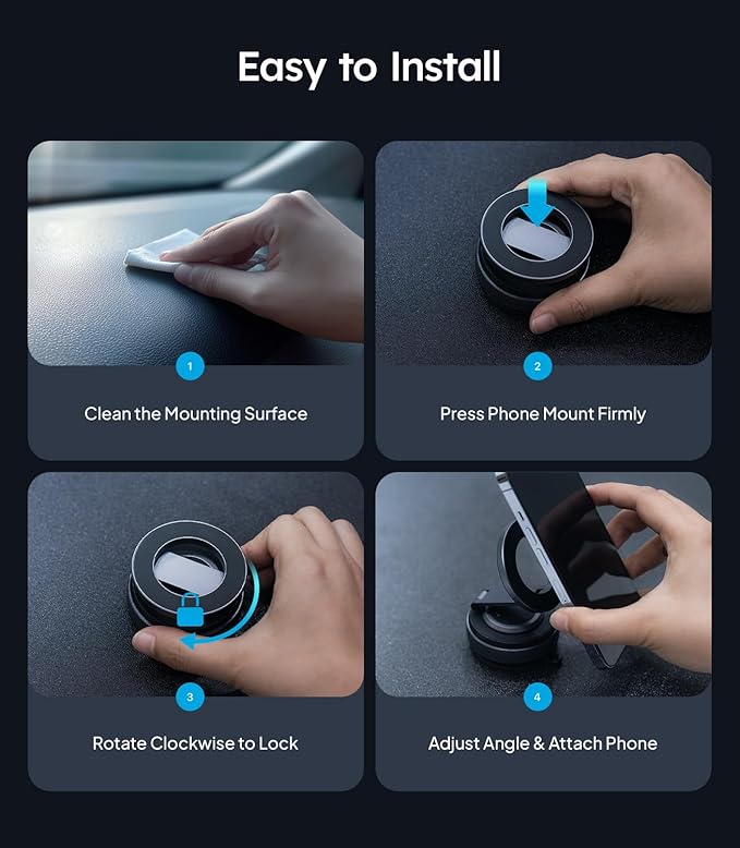 Wigoo Vacuum Magnetic Phone Holder for Car for Magsafe [80LBS Suction & 3000gf Magnetic] 360° Adjustable Car Phone Mount, Cell Phone Holders for Your Car, for iPhone 17 Pro Max 16 15 14 13 12 Air Plus