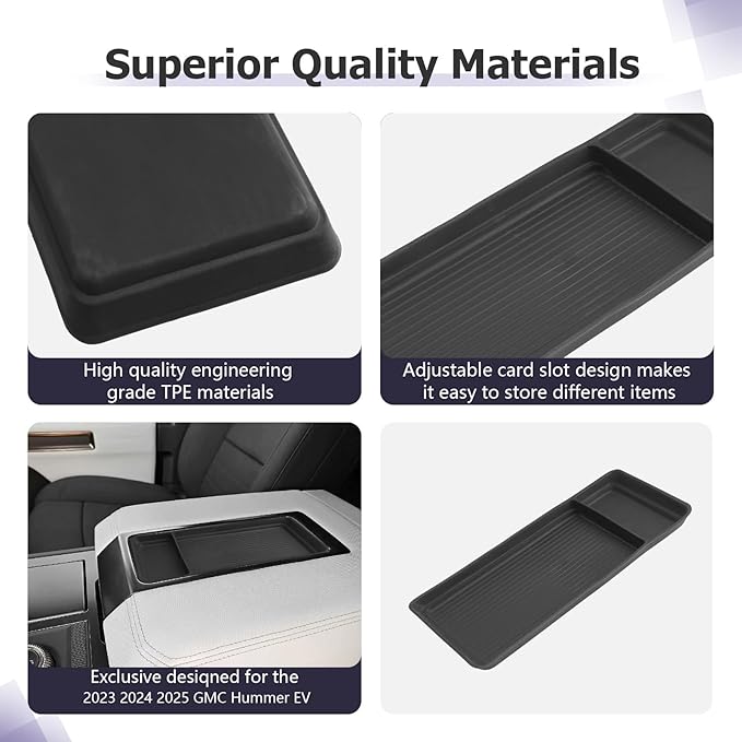 LUWU Center Console Organizer Compatible with 2023 2024 2025 2026 GMC Hummer EV SUV Accessories 2025 2026 Hummer EV Pickup Armrest Console Organizer Armrest Storage Tray