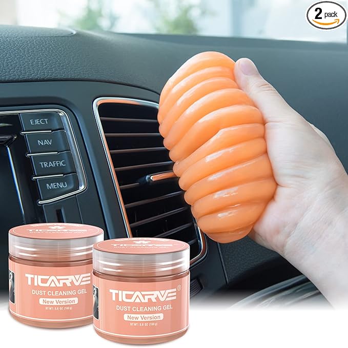 TICARVE 2Pack New Cleaning Gel Detail Putty Car Gel Auto Detailing Tools Car Interior Cleaner Car Cleaning Slime Car Assecories Keyboard Cleaner Orange (320g/11.2oz)