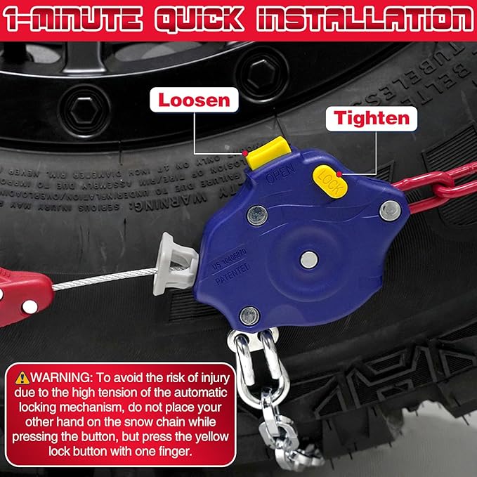 DEDC Tire Chains for Pickup Trucks, Anti Skid Snow Chains for Off Road SUV, Tire Traction Winter Ice Iced Cold Road, 1 Min Quick Fit 275 295 305 315 - Set of 2(KS1620)