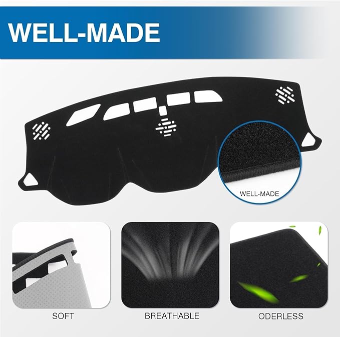 KUST Car Dash Cover for Chevy Chevrolet Traverse 2018-2024(L, LS, LT,Premier, High Country) Polyester Dashboard Cover Non-Slip Interior Accessories for Traverse Custom Fit Dash Mat Black