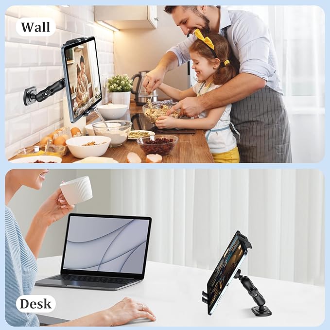 OHLPRO Tablet Holder for Car & Truck Dashboard Heavy Duty iPad Mount with Drill Base 360° Rotating Arm, Compatible with 5"-13" Tablets & Phones, Kindle, Ideal for Commercial Vehicles, Wall, Desk