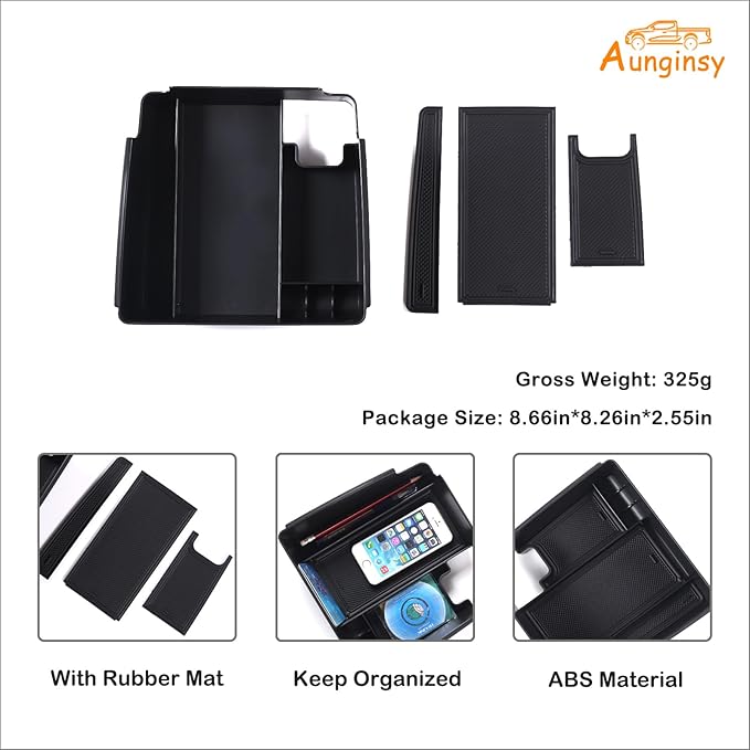 Aunginsy Armrest Box Storage Box Compatible with Nissan Frontier 2022-2024 2025 Pickup Truck Center Console Organizer Tray Armrest Storage Box Secondary Container Insert with Mat Interior Accessories