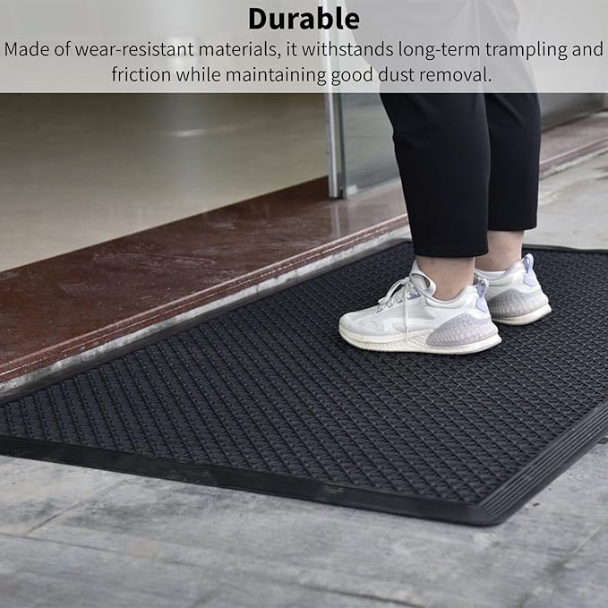 Rubber Scraper Floor Mat 60”x36” 2 Pack - Heavy Duty Outdoor Mats for Garage, Entryway, Door, Mudroom, Boot Tray - All-Weather & Easy Clean