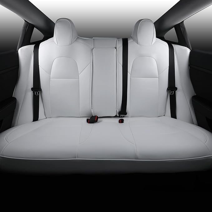 Suitable for Tesla Model 3 Seat Covers, Waterproof Faux Leather Car Seat Covers Full Set forTesla Model 3 2023 2022 2021 2020 2019 2018 2017 (White)