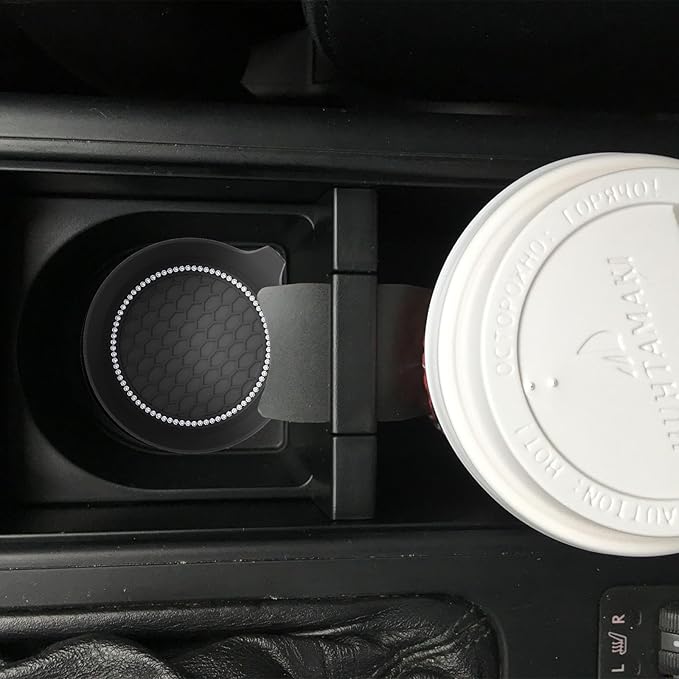 4 PCS Car Cup Coasters, Universal Cup Holder Coaster for Car Accessories, Bling CupHolders Insert for Women Non-Slip Silicone Car Cup Holder Coasters