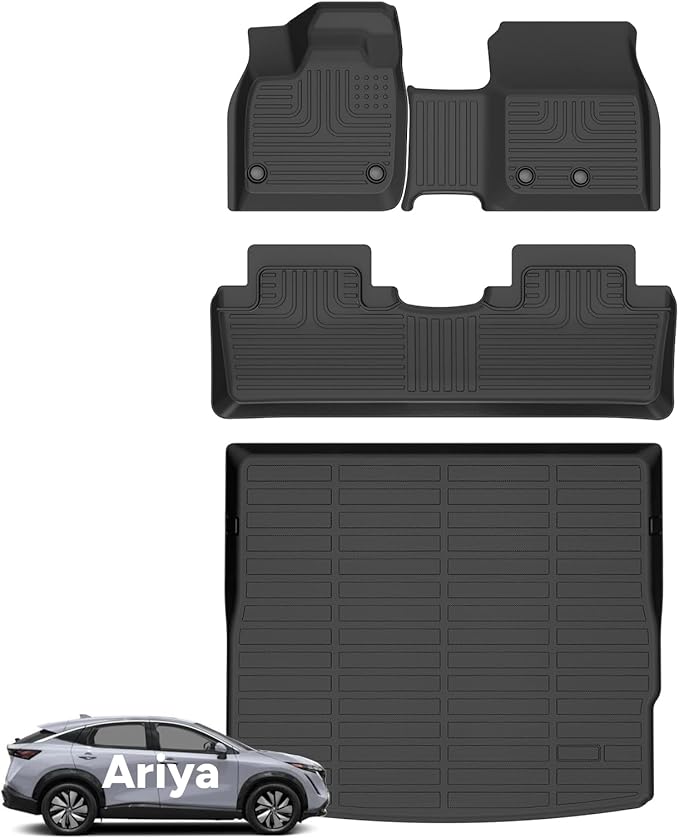 Wayhigh-for Nissan Ariya 2025 2024 2023 All Weather Floor Mats and Cargo Mat Set TPE Car Mats Waterproof Anti-Slip Rubber Floor Liners for Ariya Accessories