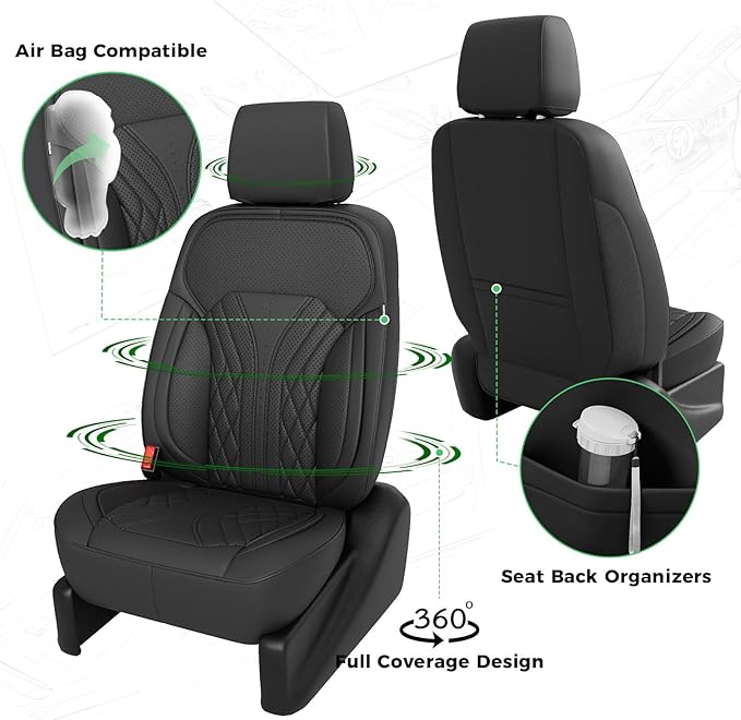 for Chevy Silverado GMC Sierra Waterproof Seat Covers, Crew Cab 1500 2014-2018, 2500HD 3500 HD 2015-2019, Truck Protectors Accessories Full Set, Black