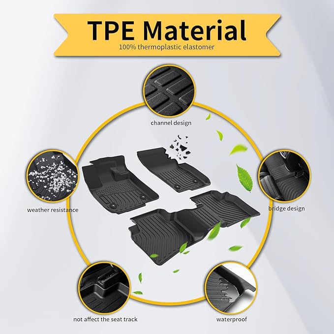 Floor Mats & Cargo Liner for Subaru Forester 2014-2018, All Weather Automotive TPE Floor Liners Set Anti-Slip Waterproof Accessories (Car Mats+Trunk Mat) Black