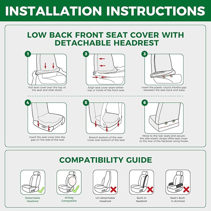 GIANT PANDA Front Car Seat Cover for Toyota, Piping Leather Bucket Seat Covers Custom for Toyota Rav4 Camry Highlander Corolla Prius 2-Pack (Black)