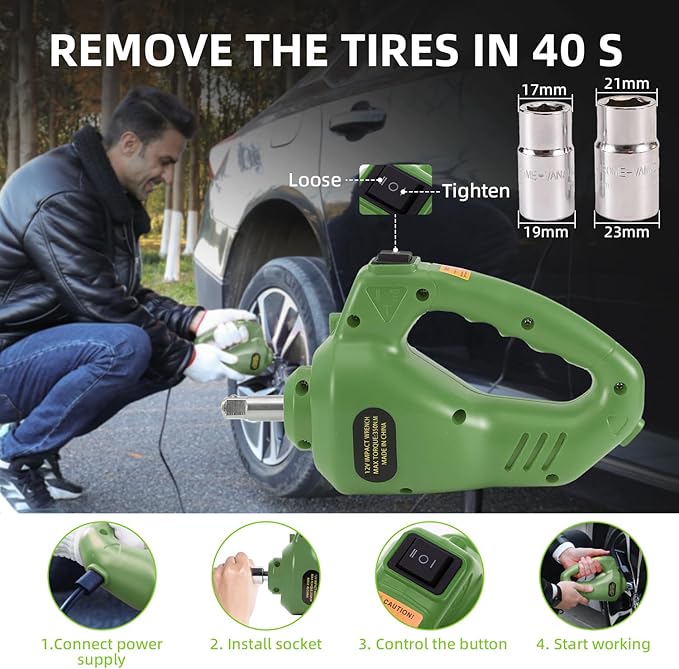 EFFIROSO Portable 5 Ton 12V Electric Car Jack Kit Hydraulic Floor Jack with Impact Wrench Tire Inflator Pump for Vehicle Emergency Repair Kit 11023lbs