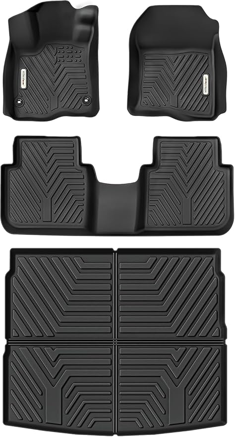 YITAMOTOR Floor Mats & Cargo Liner Fit for Honda CR-V 2026 2025 2024 2023, All Weather TPE Custom Fit for CRV (Include Hybrid Models) Floor Liners with Cargo Mat (Upper Position) Full Set, Black