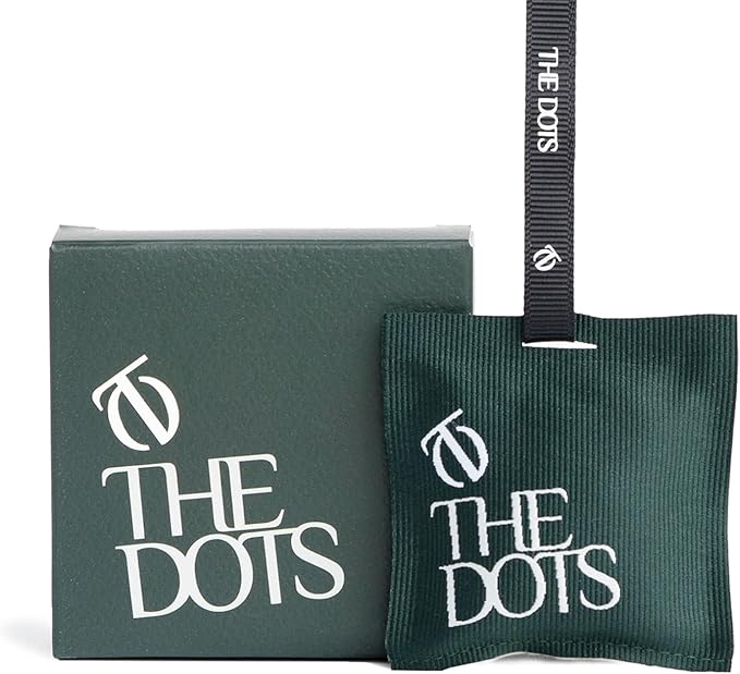 THEDOTS Car Air Freshener with 2 Adjustable Ribbons for Car Rearview Mirror, Frosted Ebony, 30 Days, Non-Toxic Fabric Sachet Gift (1 Pack)