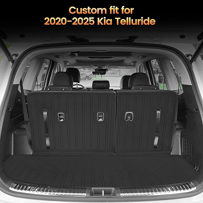 Sze Cargo Mat with Backrest Mats for 2020-2025 Kia Telluride Trunk Mat TPE Seats Back Mat All Weather Cargo Liner for Kia Telluride Accessories (Cargo Mat+Backrest Mat)