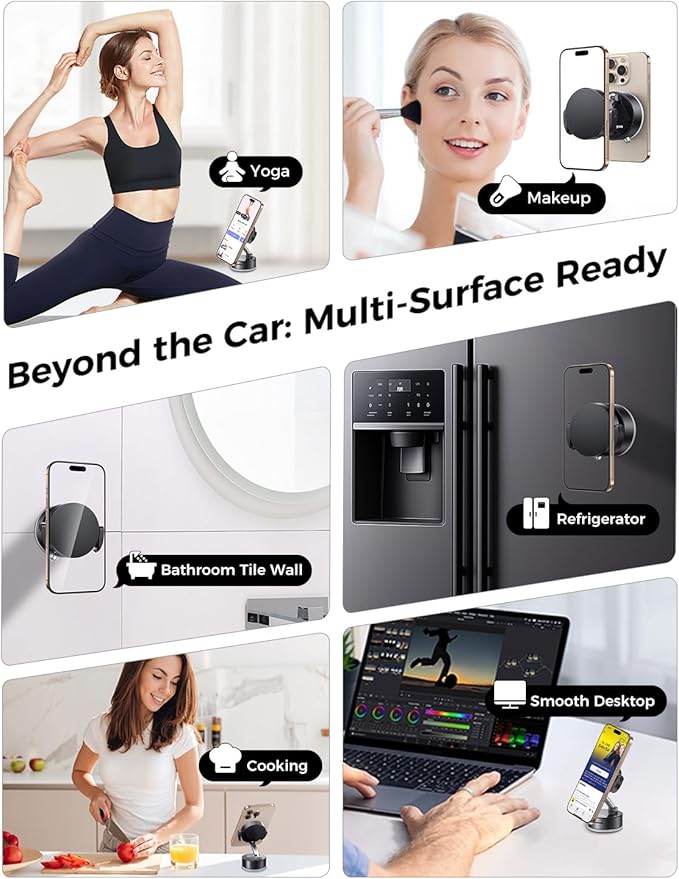 MAGIC JOHN Upgrade Ultra Magnetic Phone Holders for Your Car, Foldable Car Phone Holder Mount for Dashboard, 360° Rotatable Magnetic Phone Holder for Car, Magnetic Car Mount for iPhone All Cell Phones