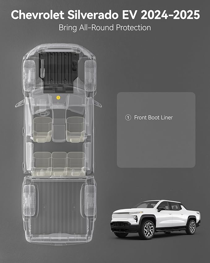 3W Front Cargo Liner Fit for Silverado EV/GMC Sierra EV/Sierra EV Denali 2024 2025 Accessories All Weather TPE Custom Fit Front Trunk Liner for Silverado EV/GMC Sierra EV/Sierra EV Denali