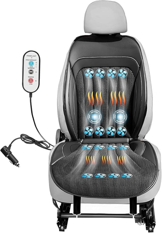 3 in 1 Massage Cushion with Winter, Cooling Seat Covers, Chair Massager for Full Body 12V Car Seat Covers, Gifts for Dad Mom (Winter,Summer,Massage-1)
