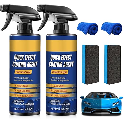 2Pcs Advanced Car Quick-Acting Coating Agent Spray, Car Scratch Wax Polish Quick Effect Coating Agent Spray for Shine & Protection, Cars Wax Oil Film Emulsion Glass Cleaner for Vehicles