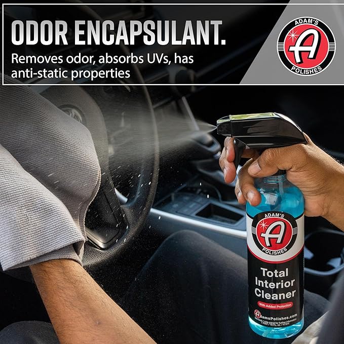 Adam's Polishes Total Interior Cleaner & Protectant, Quick Detailer & SiO2 Protection, Ceramic Infused, Anti-Static, OEM Finish, For Leather, Vinyl, Plastics, Glass & More