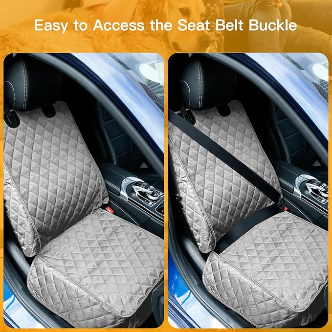 PETICON Waterproof Front Seat Car Cover, Full Protection Dog Car Seat Cover with Side Flaps, Nonslip Scratchproof Front Seat Cover Fits for Cars, Trucks, SUVs, Jeep, Gray (Gray)