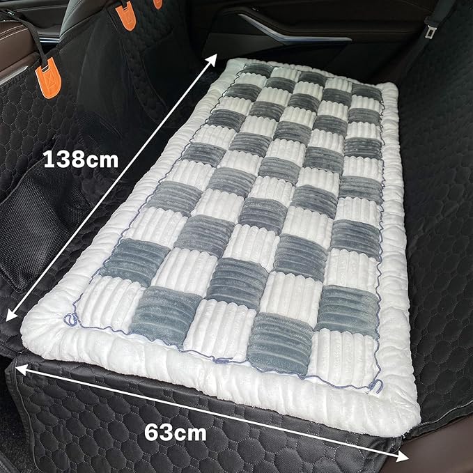 Dog Car Seat Cover for Back Seat, Dog Bed for Car, Fit for Backseat Extenders, Car Seat Protector, Nonslip Soft Durable for Cars Trucks and SUVs (Blue Grey and White, 23.6"*51")