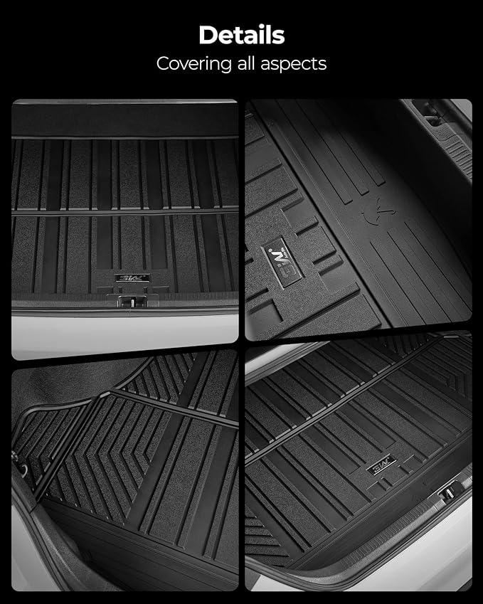 3W Cargo Liner Fit for 2021 2022 2023 2024 2025 2026 Chevy Tahoe/GMC Yukon/Cadillac Escalade 7 Seat, TPE All Weather Custom Fit Heavy Duty Car Accessories Trunk Mats 7 Passengers