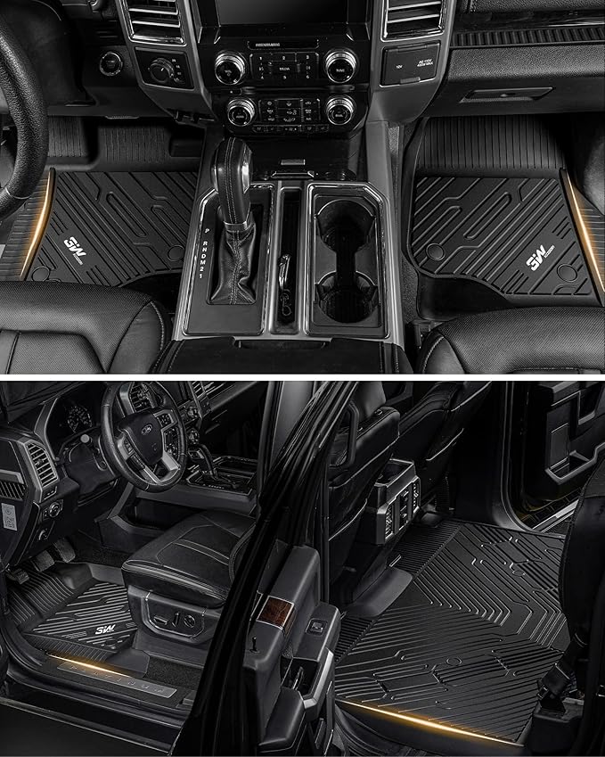 3W Floor Mats & Truck Bed Mat for Nissan Frontier 2025 2024 2023 2022 Crew Cab(NOT for 2nd with Under Seat Speaker), All Weather TPE Custom Fit Car Liner for Frontier