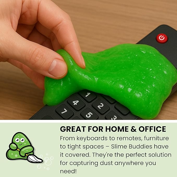 Slime Buddies Car Cleaning Gel Putty - Apple Scented Interior Detailing Tool for Cup Holders, Air Vents & Keyboard - Reusable Auto Detailing Accessories - Dust Remover Goop - Gifts for Men Women