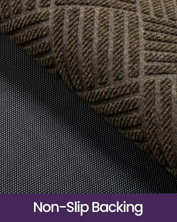 DEXI Front Door Mat Outside Entrance, 4x6 ft Rubber Entry Doormat Heavy Duty, Welcome Mats Non Slip for Inside House Floor Entryway Back Doors Exterior Patio, Diamond Brown